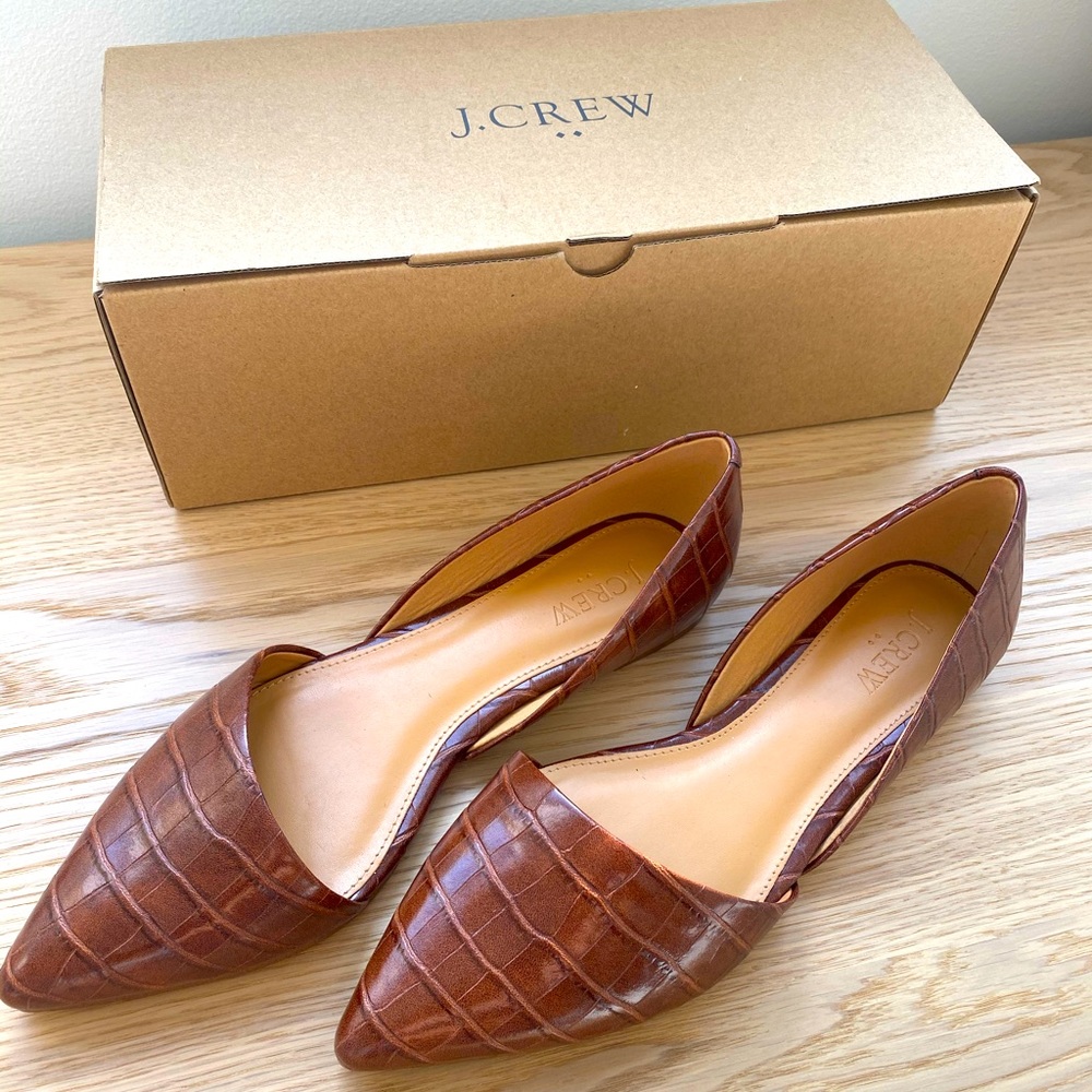 Zoe crocodile-embossed d'Orsay flats